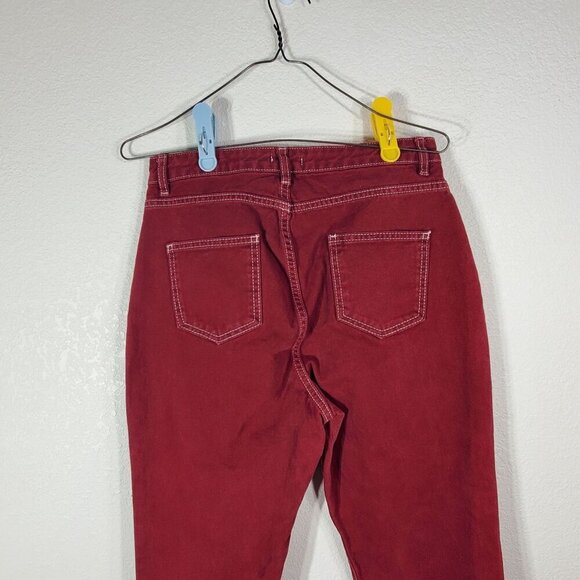 Nasty Gal Collection Womens Jeans Size 9 Cropped Denim Cranberry Red - Picture 5 of 12